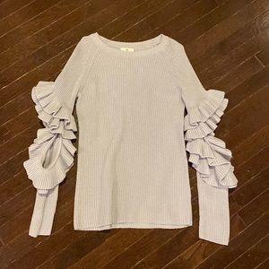 BP cutout ruffle blue sweater